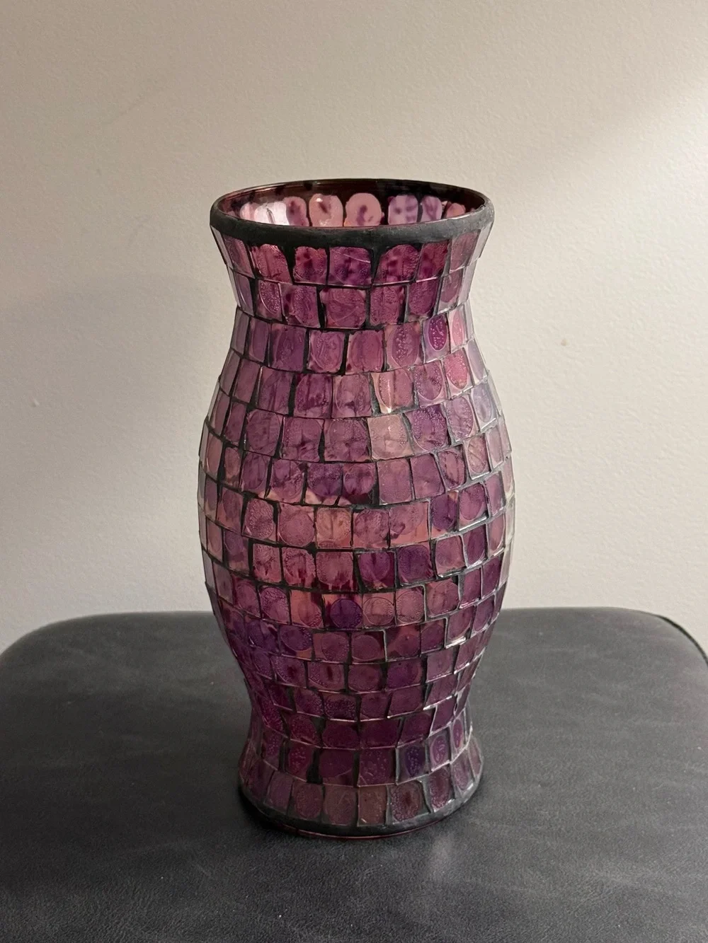 Purple Mosaic Glass Hurricane Candle Cover
